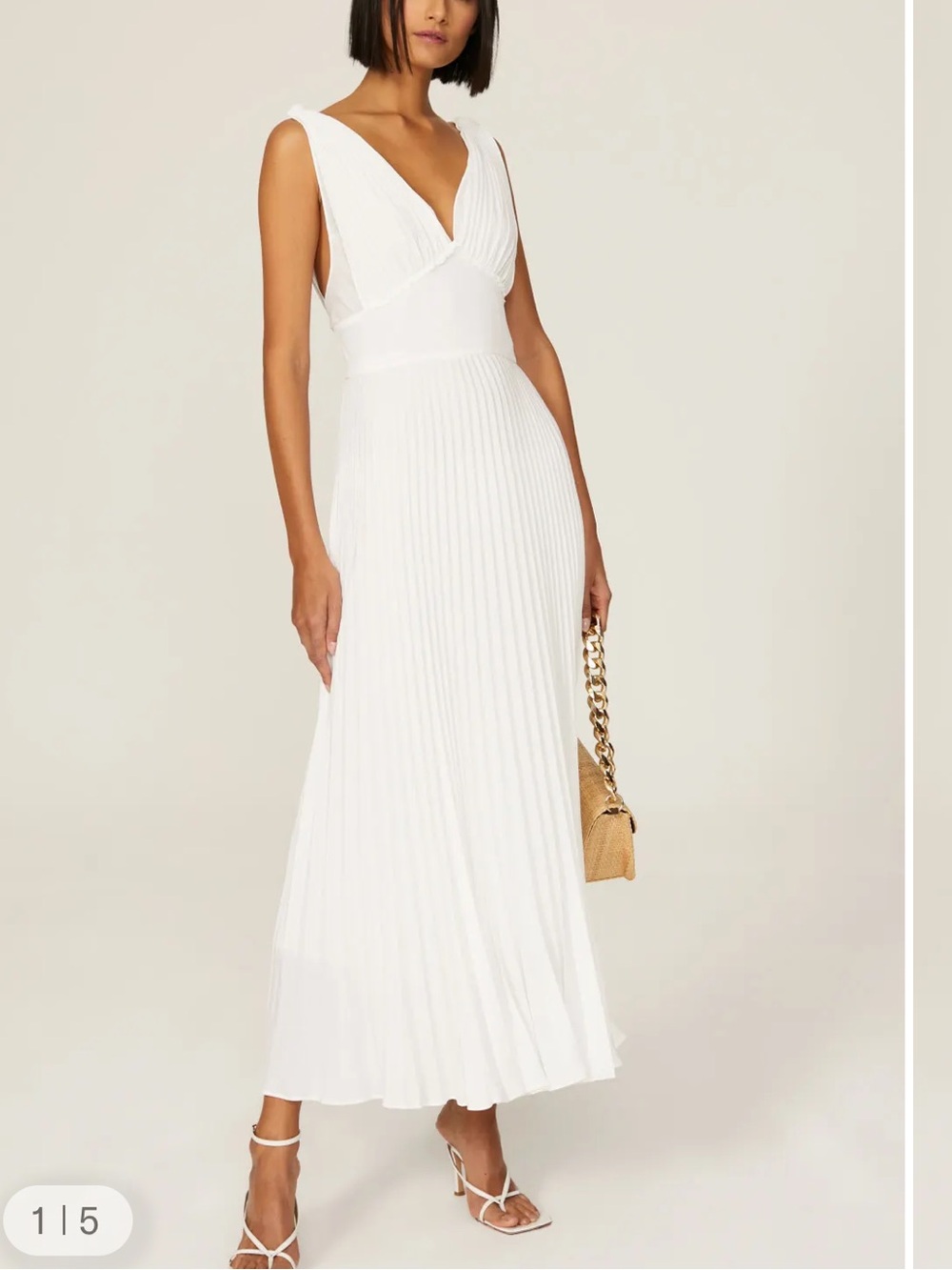 TOME Collective White Pleated Midi Dress 4